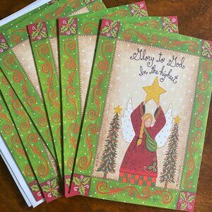 Annie Lapoint Angel Glory to God Christmas Cards lot of 10 w/envelopes